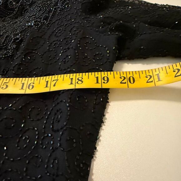 Vintage Niteline Della Roufogali Black Silk Beaded Evening Jacket Size S - Picture 10 of 16